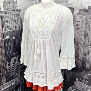 Daniel Rainn White Lace Trim Blouse – Size Large